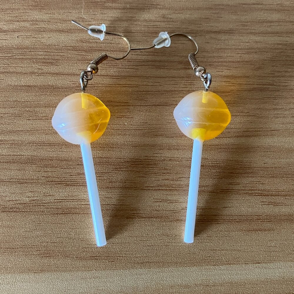 Yellow Resin Lollipop Drop Earrings